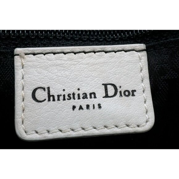 Authentic Christian Dior Calfskin Leather Boston Bag White Charms Purse Tote - Picture 7 of 8
